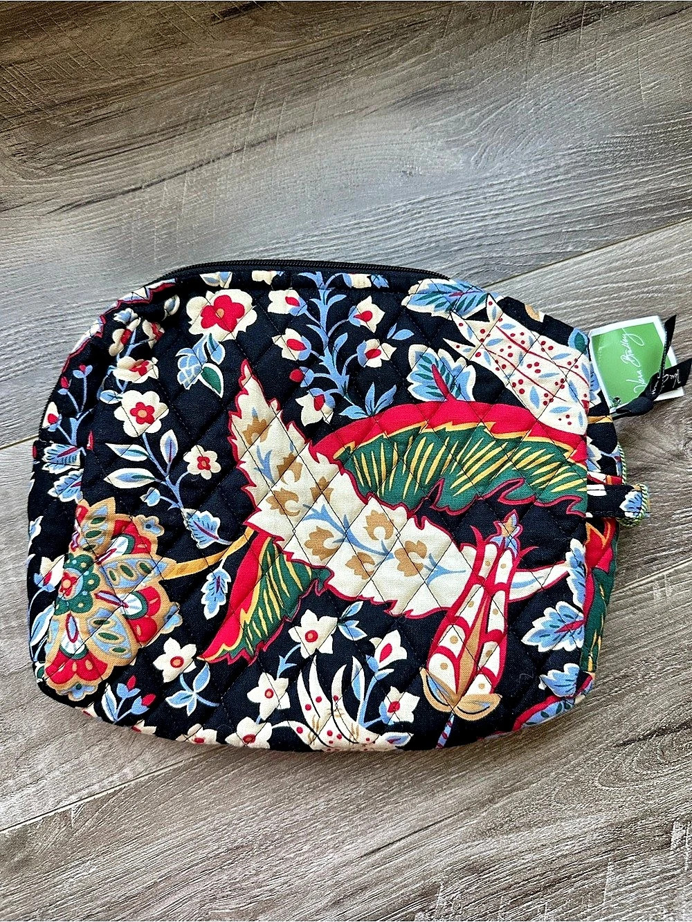 Vera Bradley Quilted Cosmetic Pouch Floral Black & Multicolor